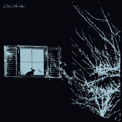Cover of the Chivàla "II" EP showing a photo of a window at night with a tree in front of the house. There is a rabbit sitting in the window. The visible parts of the photo are blue on a black background